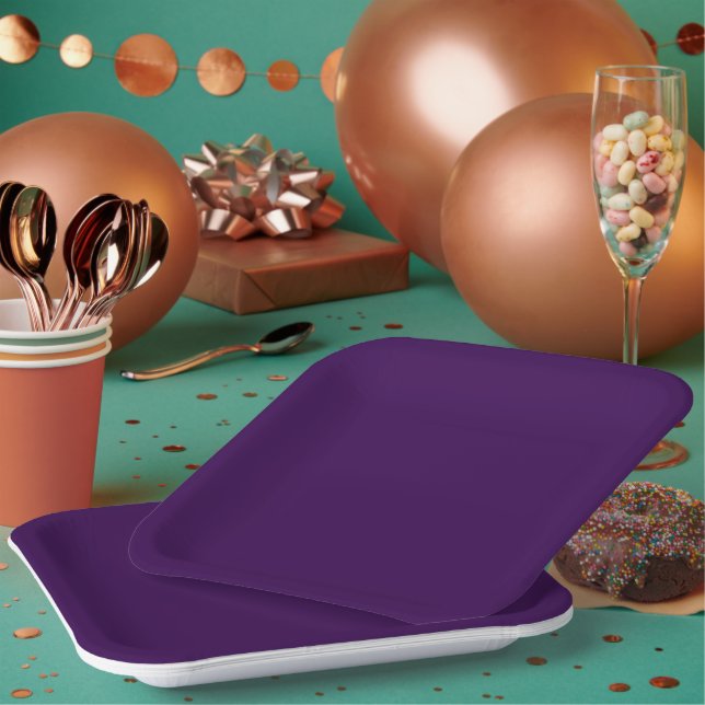 Plato De Papel Fondo sólido de color púrpura profundo (Multi)