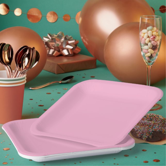 Plato De Papel Fondo suave rosa con una sutil vertical (Multi)