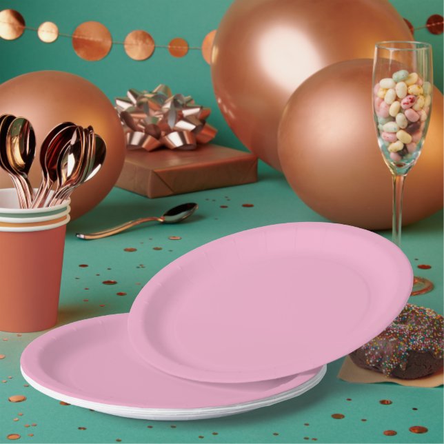 Plato De Papel Fondo suave rosa con una sutil vertical (Multi)