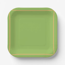 Plato De Papel fondo verde con un borde dorado