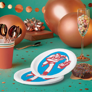 Plato De Papel Fontanero corriendo con llave inglesa y caja de he
