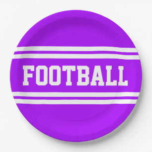Plato De Papel FOOTBALL Bandas de Carreras blanco Púrpura Negrita