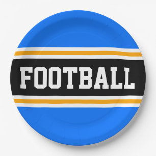 Plato De Papel FOOTBALL Brillante Azul Amarillo amarillo Carreras
