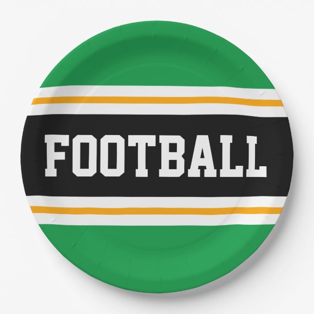 Plato De Papel FOOTBALL Brillante Green Black White Yellow Strike (Anverso)