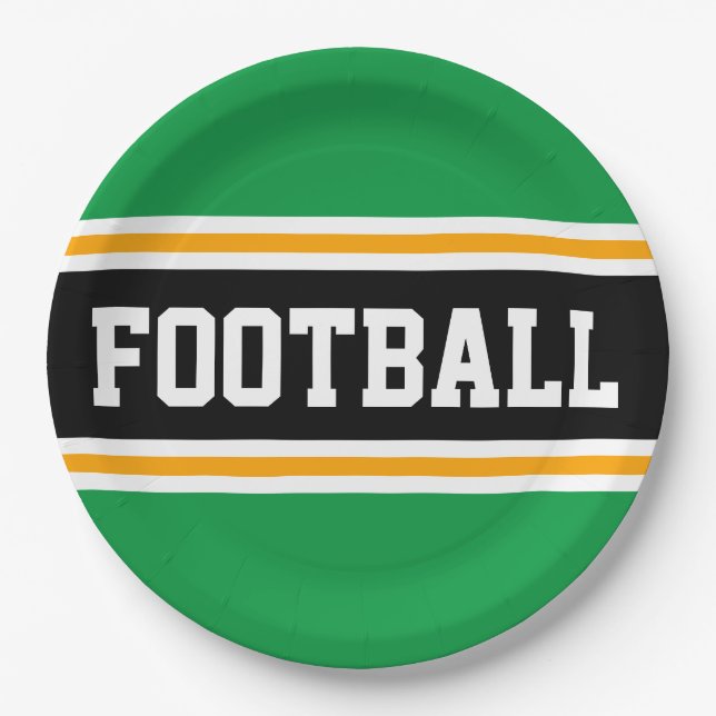 Plato De Papel FOOTBALL Brillante Green Black Yellow Carreras Str (Anverso)