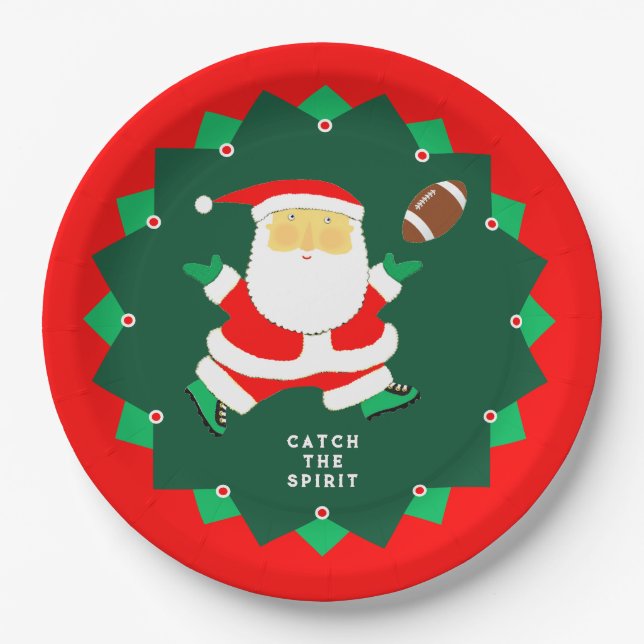 Plato De Papel Football Christmas Holiday Party (Anverso)