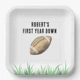 Plato De Papel Football First Year Down Birthday Party