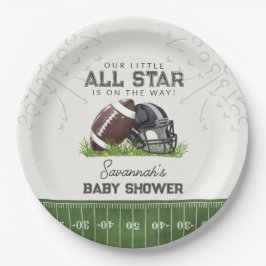 Plato De Papel Football Little All Star Touchdown Baby Shower