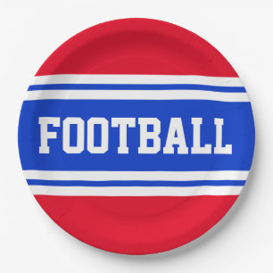 Plato De Papel FOOTBALL Luminoso Rojo Azul Carreras Azul