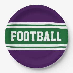 Plato De Papel FOOTBALL Negrita Green Purple White Carreras