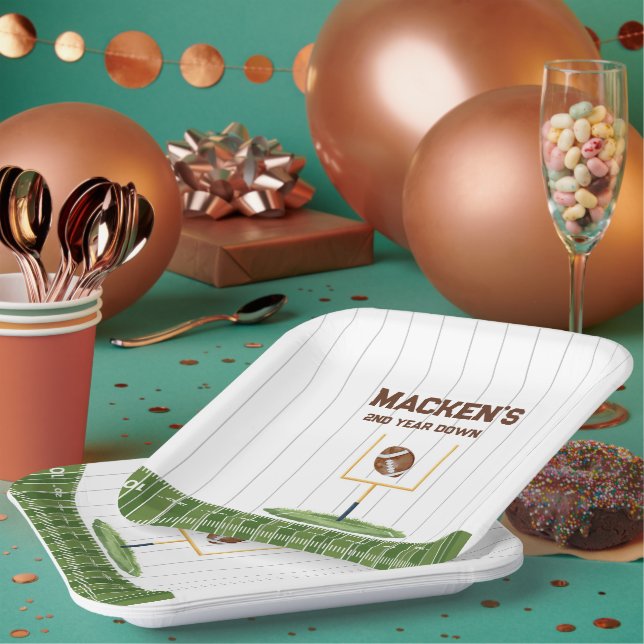 Plato De Papel Football second year down boy birthday (Multi)