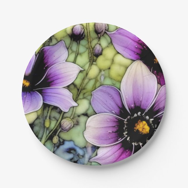 Plato De Papel Foral Cosmos (Anverso)