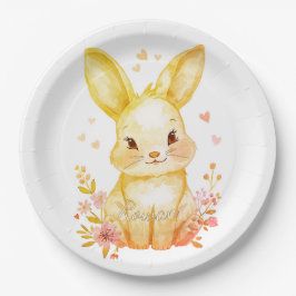 Plato De Papel Forest Animal Baby Shower Decor Yellow Bunny