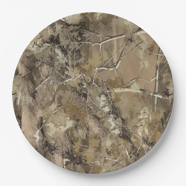 Plato De Papel Forest Camo Pattern (Anverso)
