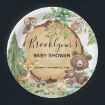 Plato De Papel Forest Woodland Animal Baby Shower<br><div class="desc">Colección de bosques forestales Sirva a su invitado con estos adorables platos de madera para bebé en el bosque. Perfecto para la ducha de bebé en el bosque o la fiesta de cumpleaños. con los animales de Woodland más cocidos: Osos,  ciervos,  mapaches y lechones viejos sabios.</div>