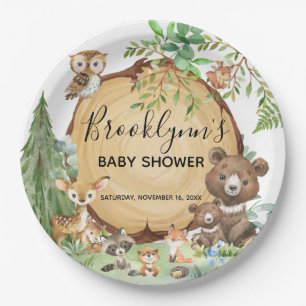 Plato De Papel Forest Woodland Animal Baby Shower
