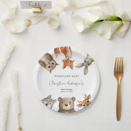 Plato De Papel Forest Woodland Animals Travel Baby Shower
