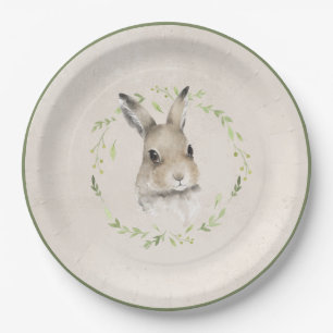 Plato De Papel Forestales Animales Conejo Conejo Vegetales Baby S