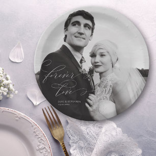 Plato De Papel Forever Love Photo Boda Brunch