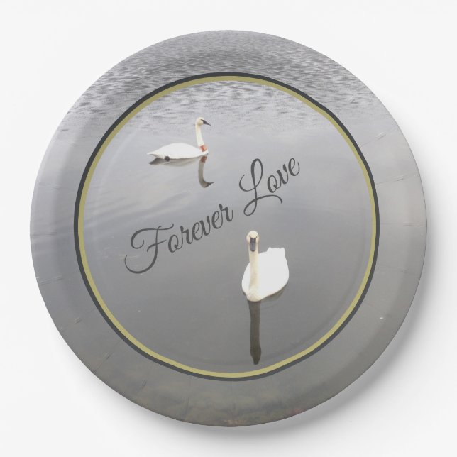 Plato De Papel Forever Love Swans (Anverso)