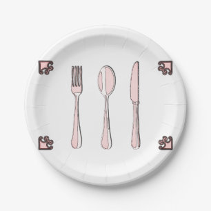 Plato De Papel Fork, Spoon y Knife