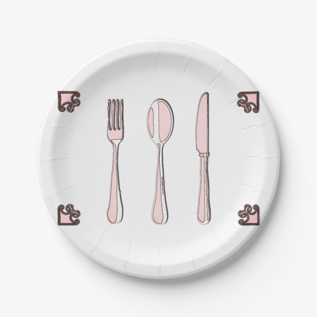 Plato De Papel Fork, Spoon y Knife (Anverso)