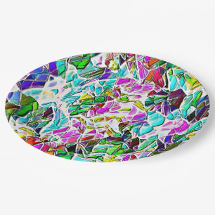Plato De Papel Forma de piedras muy coloridas sumergidas en la so