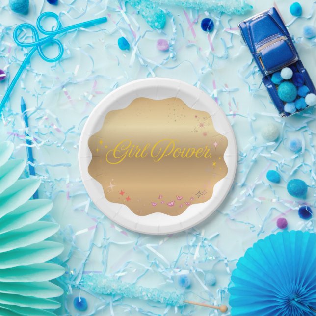 Plato De Papel Forma de poder del chica (Fiesta)