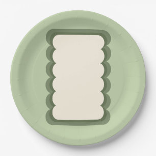 Plato De Papel Forma ondulada retro Verde pastel