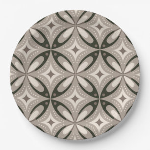 Plato De Papel Formas circulares retro beige y marrón