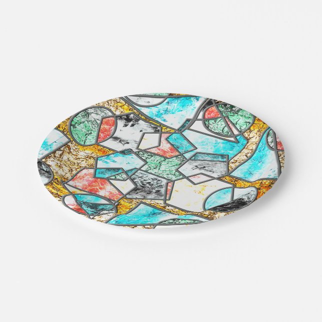 Plato De Papel Formas geométricas con texturas blancas raras (Angular)