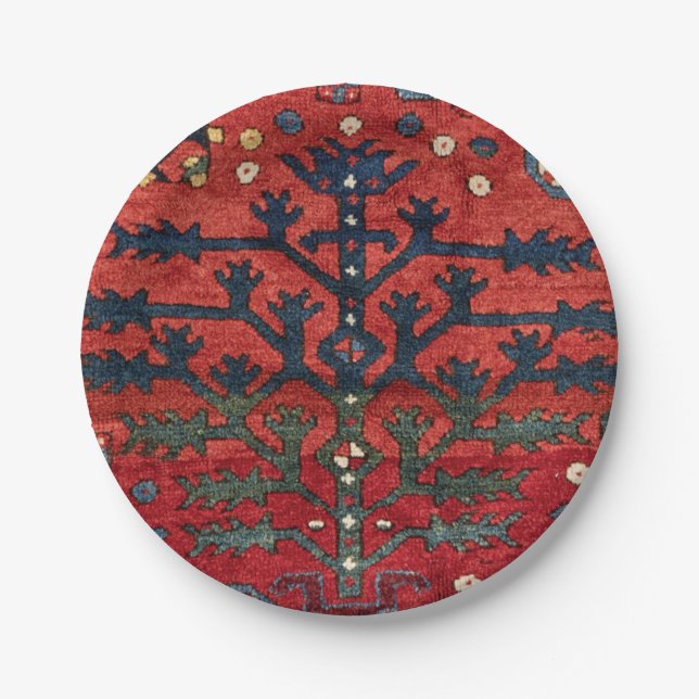 Plato De Papel Formas geométricas luminosas de color rojo persa I (Anverso)