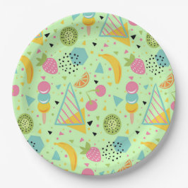 Plato De Papel Formas geométricas y de frutas de verano