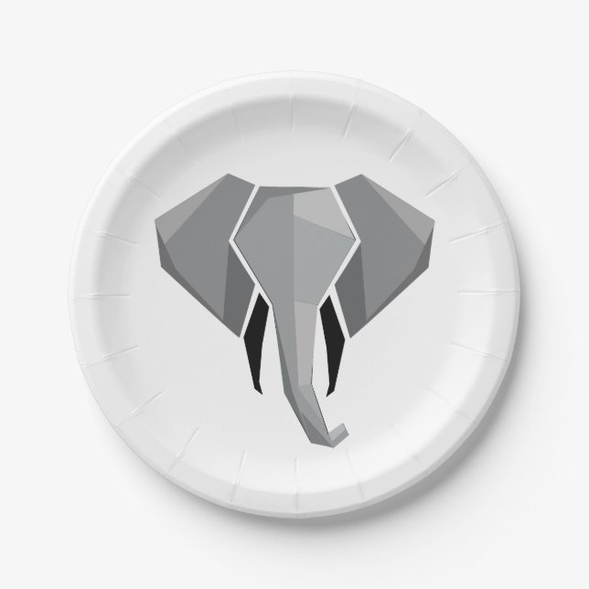 Plato De Papel Formas simples Geometría Cabeza elefante (Anverso)
