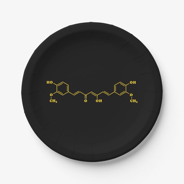 Plato De Papel Fórmula química molecular de Curcumin Turmérica (Anverso)