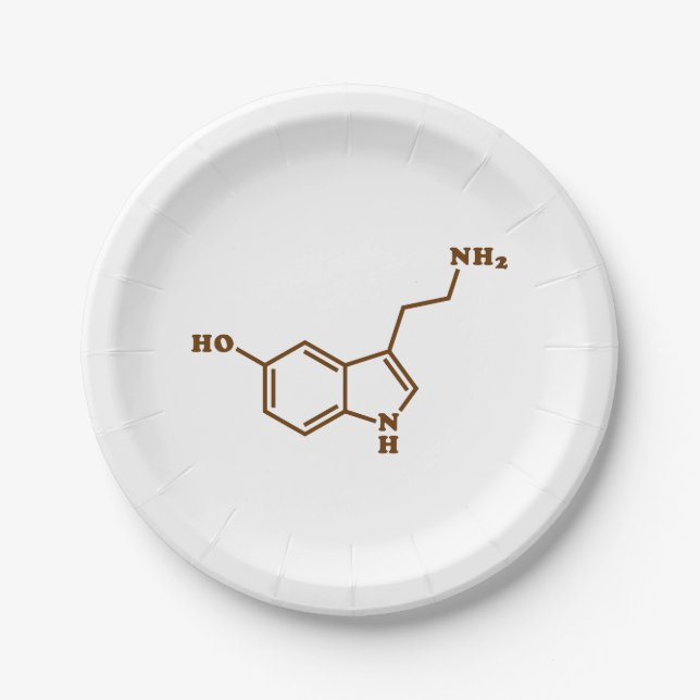 Plato De Papel Fórmula química molecular de serotonina (Anverso)