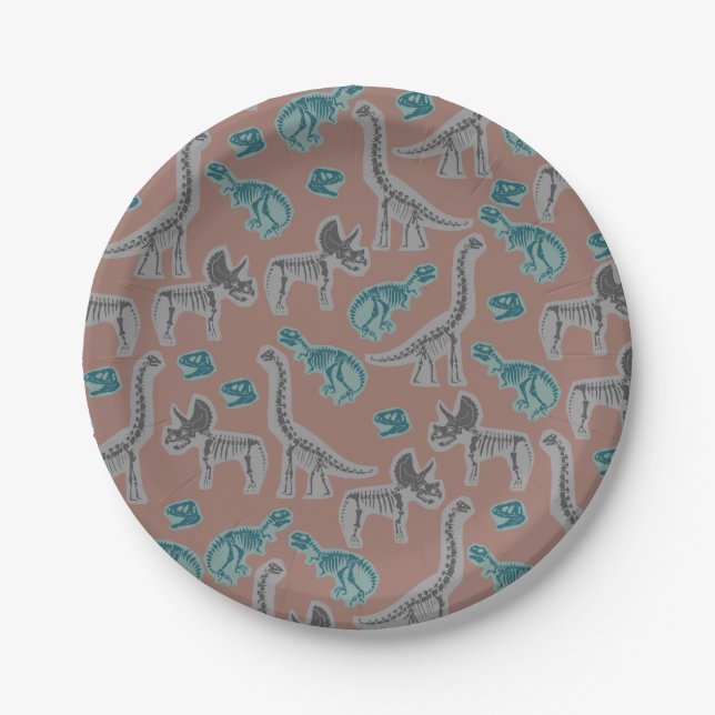 Plato De Papel Fossilized Dinosaur Paper Plates (Anverso)