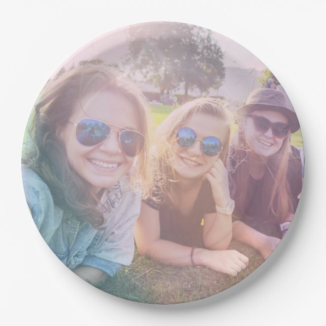 Plato De Papel Foto con efecto superposición de arcoiris (Anverso)