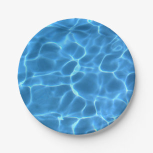 Plato De Papel Foto de agua de piscina azul acuático