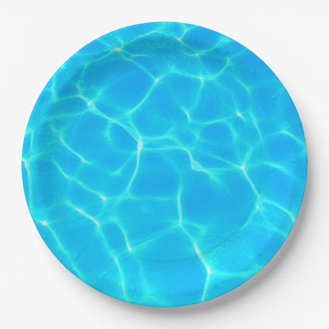 Plato De Papel Foto de agua de piscina azul transparente (Anverso)