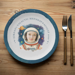 Plato De Papel Foto de Astronauta Adorable Planetas Galaxia Unive