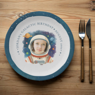 Plato De Papel Foto de Astronauta Adorable Planetas Galaxia Unive