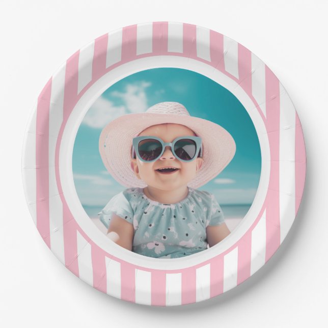 Plato De Papel Foto de Berry First Birday Party (Anverso)