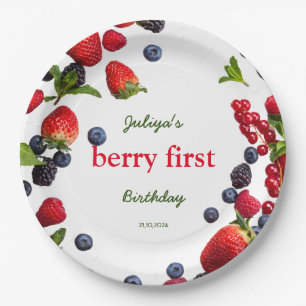 Plato De Papel Foto de Berry First cumpleaños