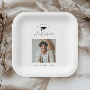 Plato De Papel Foto de bienvenida a la celebración de graduación 