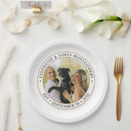 Plato De Papel Foto de Boda de Mascota Personalizada Adorable