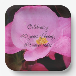 Plato De Papel Foto de Bonito Flores Rosadas 40 Fiesta de cumplea