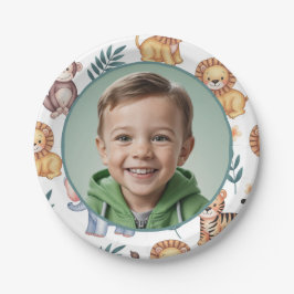 Plato De Papel Foto de Borde de Animal de Safari de la Jungla Per