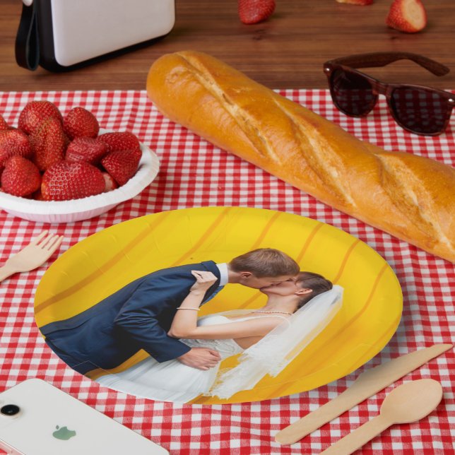 Plato De Papel Foto de casamiento personalizado (Picnic)