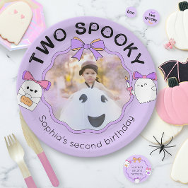 Plato De Papel Foto de cumpleaños de dos fantasmas en Halloween